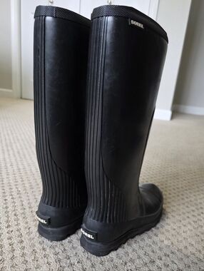 SOREL Black Tall Rubber Rain Boots